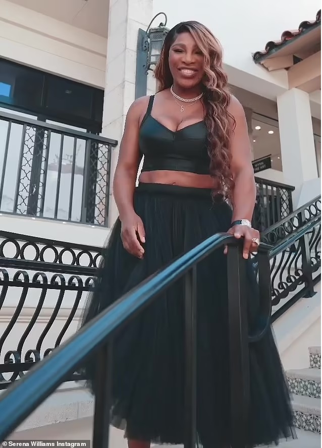 Serena Williams took to Instagram on Friday to share a fun clip of her sliding down a banister in heels and a tulle skirt