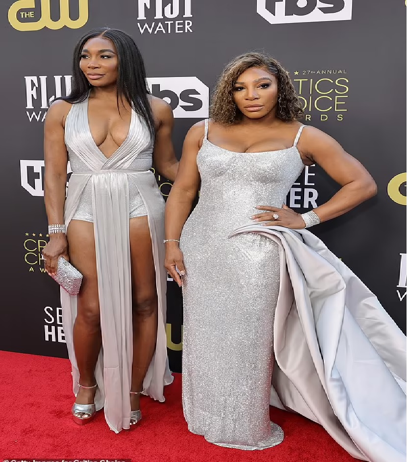 The sisters showed off their sparkle in silver Versace gowns, with Serena, 40, donning a form-fitting gown, and Venus, 41, showcasing her toned legs with a saucy split