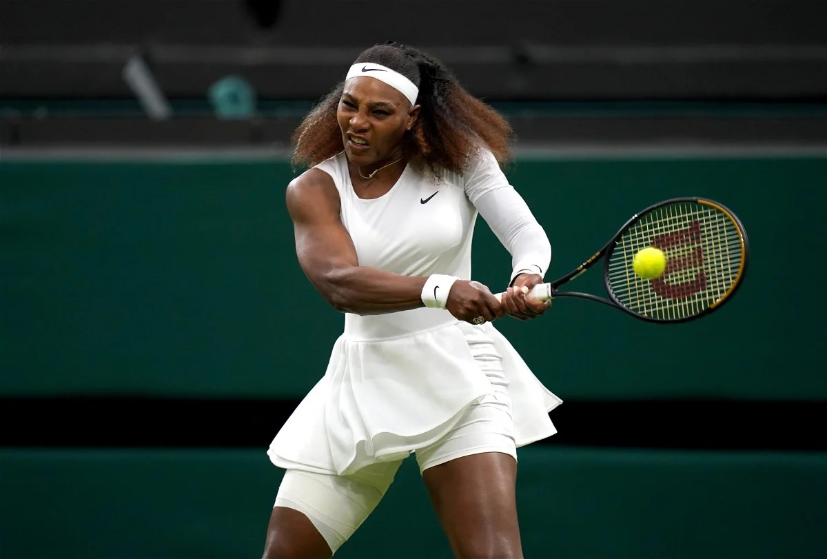 Serena Williams in action during her first round ladies