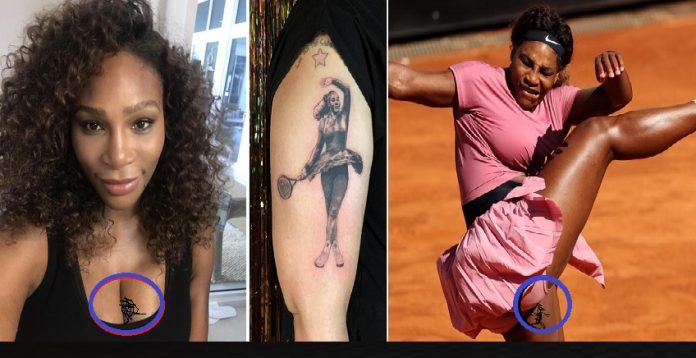 Serena Williams poses for unretouched tattoos