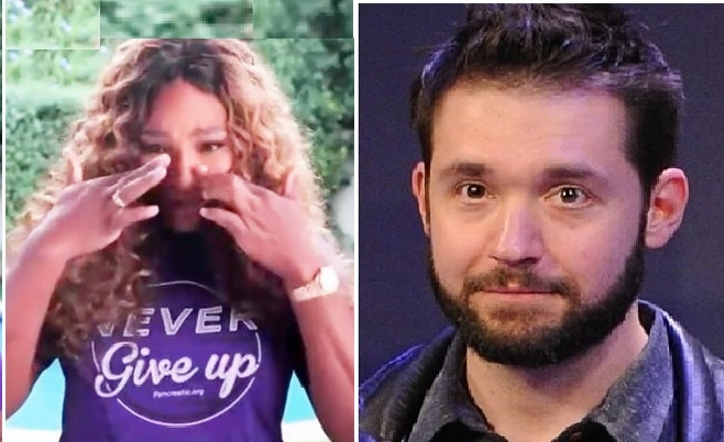 Serena Williams crying and Alexis Ohanian